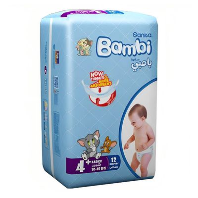 Bambi Diapers Size 4+ Large Regular Pack 12 Diapers