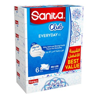 Sanita Club Facial Tissue 76 Sheets × 6