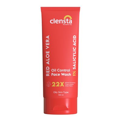 Clensta Red Aloe Vera Oil Control Face Wash with 1% Salicylic Acid - 100ml