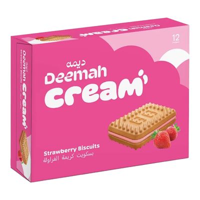 Deemah Biscuit With Strawberry Cream 30 G × 12 Box