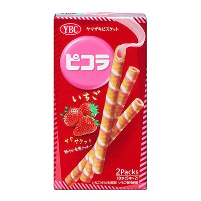YBC Picola Crispy Rolled Wafer Sticks Filled With Strawberry Cream  (Imported) - 5pcs × 2