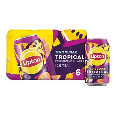 ليبتون شاي مثلج تروبيكال بدون سكر 315 مل × 6