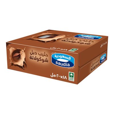 السعودية حليب منكه دبل شوكولاتة كرتون 200 مل × 18