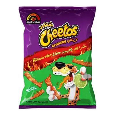 Cheetos crunchy flamin hot with lime 190 grams