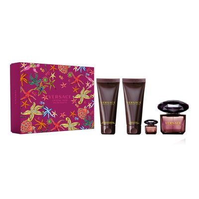 Versace Crystal Noir Perfume Set For Women Eau De Toilette - 90ml + Eau De Toilette - 5ml + Body Lotion - 100ml + Bath&Shower Gel - 100ml