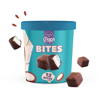 House of Pops Ice Cream Coconut Bites Covered in Chocolate No Added Sugar (Imported) - 12pcs