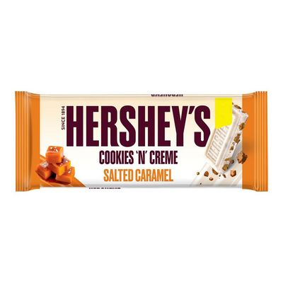 Hershey'S White Chocolate Cookies & Creme With Salted Caramel Imported 90 G 