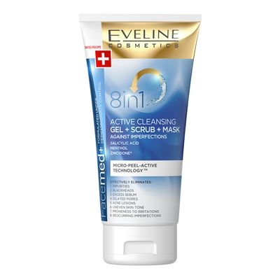Eveline Cosmetics Facemed+ 8in1 Active Cleansing Gel + Scrub + Mask -150ml