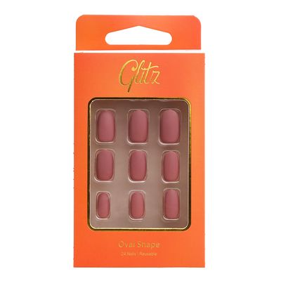 Glitz Press On Nails Oval Shape Matte Flesh Color #4 - 24 Pieces