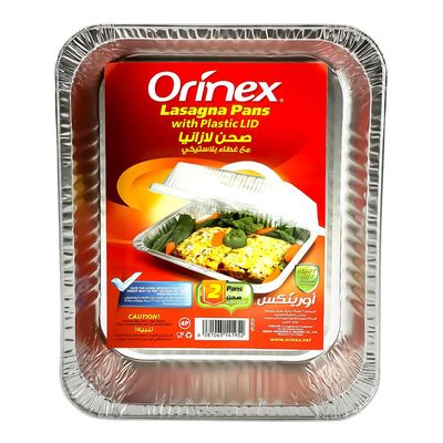 Orinex Alumunium Plate For Lasagna With Plastic Lid 2 Pieces