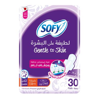 Sofy Sanitary Napkin Gentle To Skin Slim Large With Wings 30 Pieces