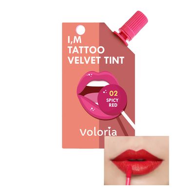 Voloria I'm Tattoo Velvet Tint Lip & Cheeks Tint - 02 Spicy Red