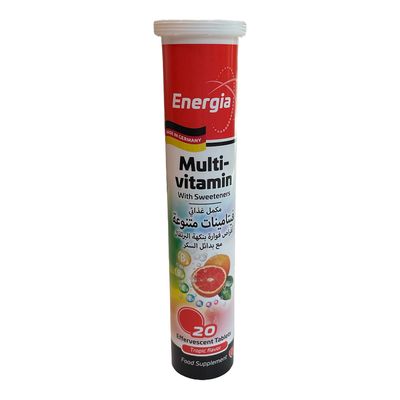Energia Multivitamin Effervescent Tablets Orange Flavor with Sweeteners - 20Tablets