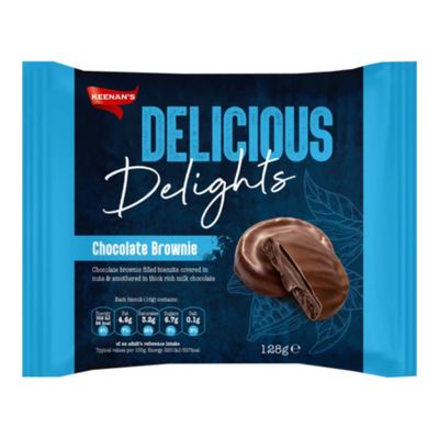 Keenan's Delicious Delights Biscuits Filled with Brownie Covered In Milk Chocolate and Nuts (Imported) - 128g