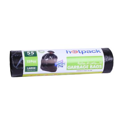 Hotpack Trash Bags Large 55 Gallon 15 Pieces