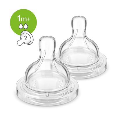 Avent Philips Feeding Nipple Classic 2 Holes +1 Month 2 Pieces