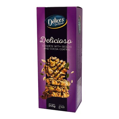 Delices Cookies Delicioso With Seeds And Cocoa Coating 145 G