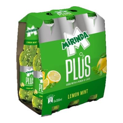 Mirinda Plus Soft Drink Lemon Mint Flavor 300 ML × 6 