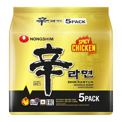Nongshim Noodles Stir Fry Shin Ramyun Spicy Chicken Flavor 120 G × 5