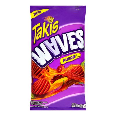 Takis Chips Waves Fuego Hot Chili Pepper Lime Flavor 227 G