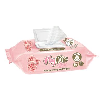 Flyfix Wet Wipes Premium Rose Scent 60 Pieces