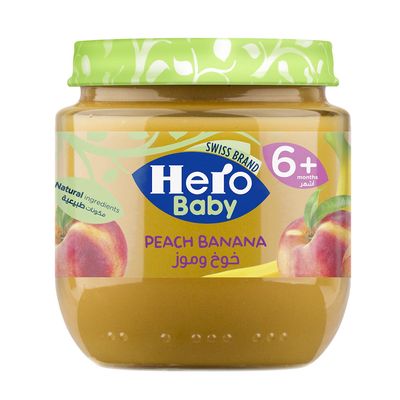 Hero Baby Food +6 Month With Peach And Banana  - 125g