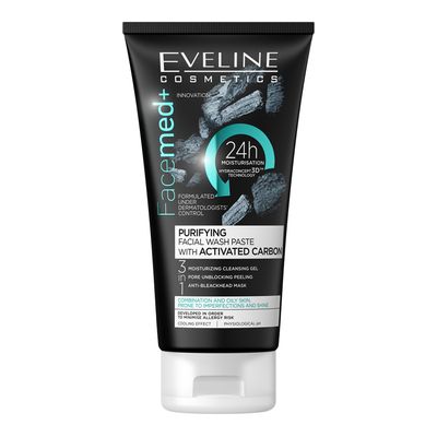 Eveline Cosmetics Facemed+ Purifying Facial Wash Paste With Activated Carbon -150ml