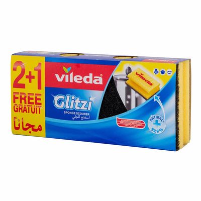 Vileda Sponge Scourer With Cleaning Crystals - 2+1 Free