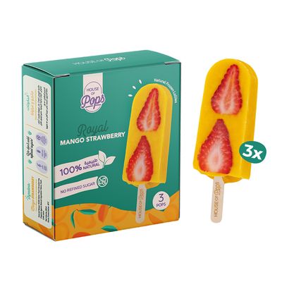 House of Pops Ice Cream Royal Mango Strawberry No Added Sugar (Imported) - 80ml × 3
