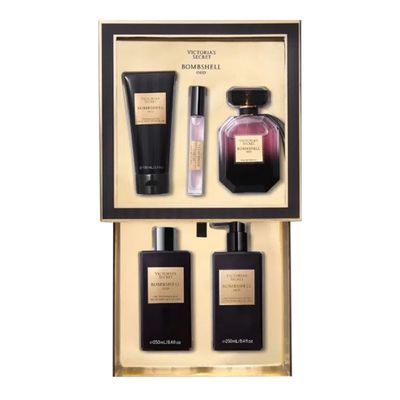 Victoria's Secret Bombshell Oud Set Eau de Parfum 100ml + Body Lotion 250ml + Body Mist 250ml + Gel 100ml + Sample 7ml