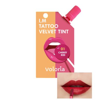 Voloria Lip Stick Tattoo Velvet Tint Cherry Red 01