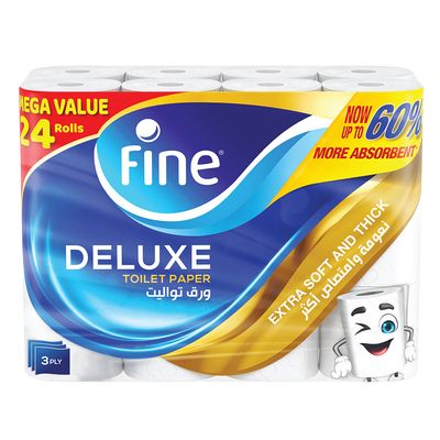 Fine Toilet Paper Rolls Deluxe 3 Layers 24 Pieces