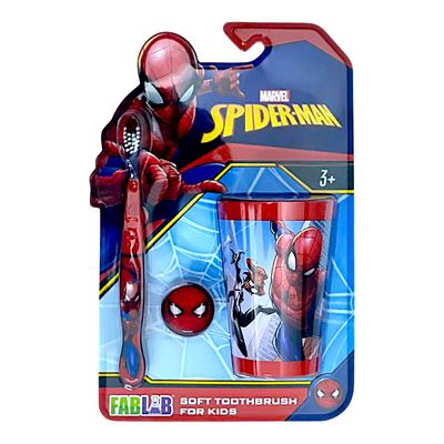 Fab Lab Marvel Soft Toothbrush with Cup - Spiderman