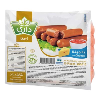 داري نقانق دجاج بالجبنة 10 قطع 340 جرام