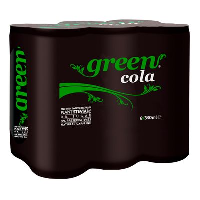 Green Cola Soft Drink Stevia Sweetened No Added Sugar 330 ML × 6