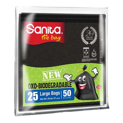 Sanita Trash Bags With Tie Large 50 Gallons 25 Bag