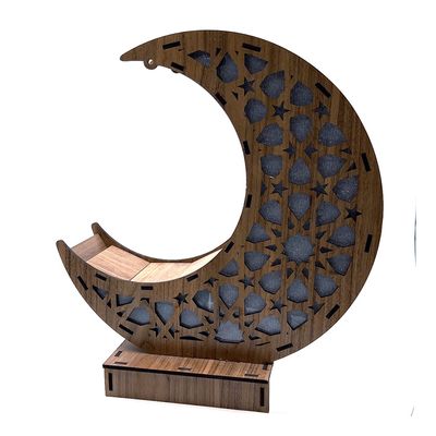 Acrylic Wooden Crescent With Light - 40cm