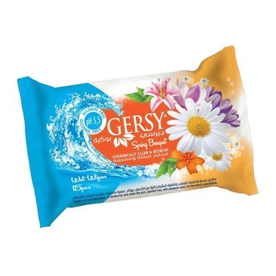 Gersy Wet Wipes Spring Bouquet Scent Alcohol-free - 15pcs