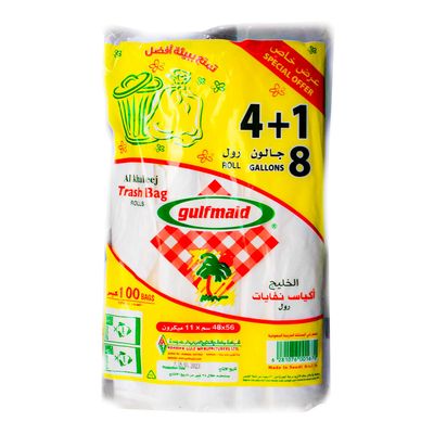 Gulfmaid Trash Bags 8 Gallon 4+1 Roll 100 Pieces