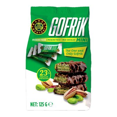 Gofrik Wafer Covered With Milk Chocolate & Pistachios And Pistachio Cream Imported 125 G