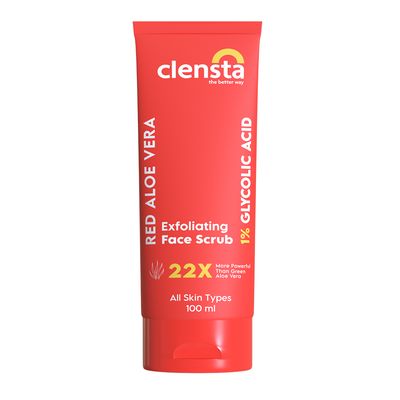 Clensta Red Aloe Vera Exfoliating Face Scrub with 1% Glycolic Acid - 100g