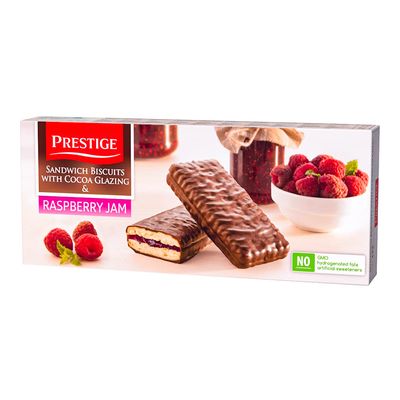 Prestige Biscuits Coated With Cocoa With Red Raspberry Jam Filling Imported 178 G