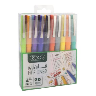 Roco Fine Liner Pens Assorted Colors 0.5 mm 20 Pieces