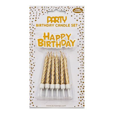 Fun House Birthday Candles Gold Met Set  - 6pcs