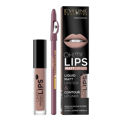 Eveline Oh! My Lips Liquid Matte Lipstick and Contour Lip Liner - N.08 Lovely Rose