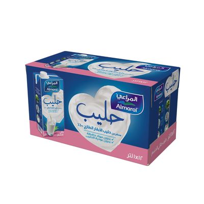 المراعي حليب طويل الأجل خالي الدسم 1 لتر × 12