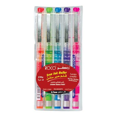 Roco Pens Liquid Strong Needle Point 0.7 mm Assorted Colors 5 Pieces