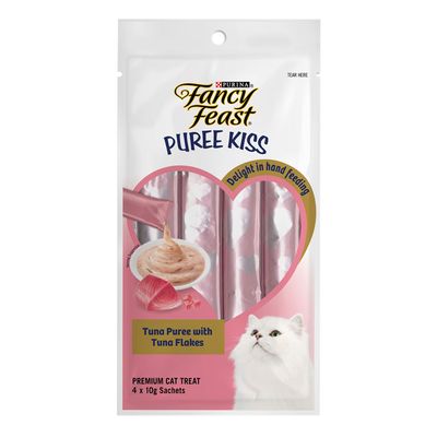 Purina Cat Food Fancy Feast Tuna Puree With Tuna Flakes 10 G × 4