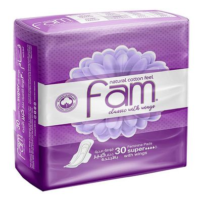 Fam Sanitary Napkin Super Classic With Wings 30 Pieces