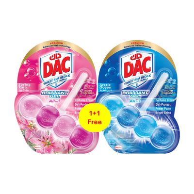 DAC Toilet Rim Block Brilliant Gel Spring Rain Scent - 42g + Arctic Ocean Scent - 42g